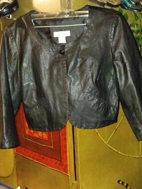 Calvin Klein Black Cropped Leather Jacket
